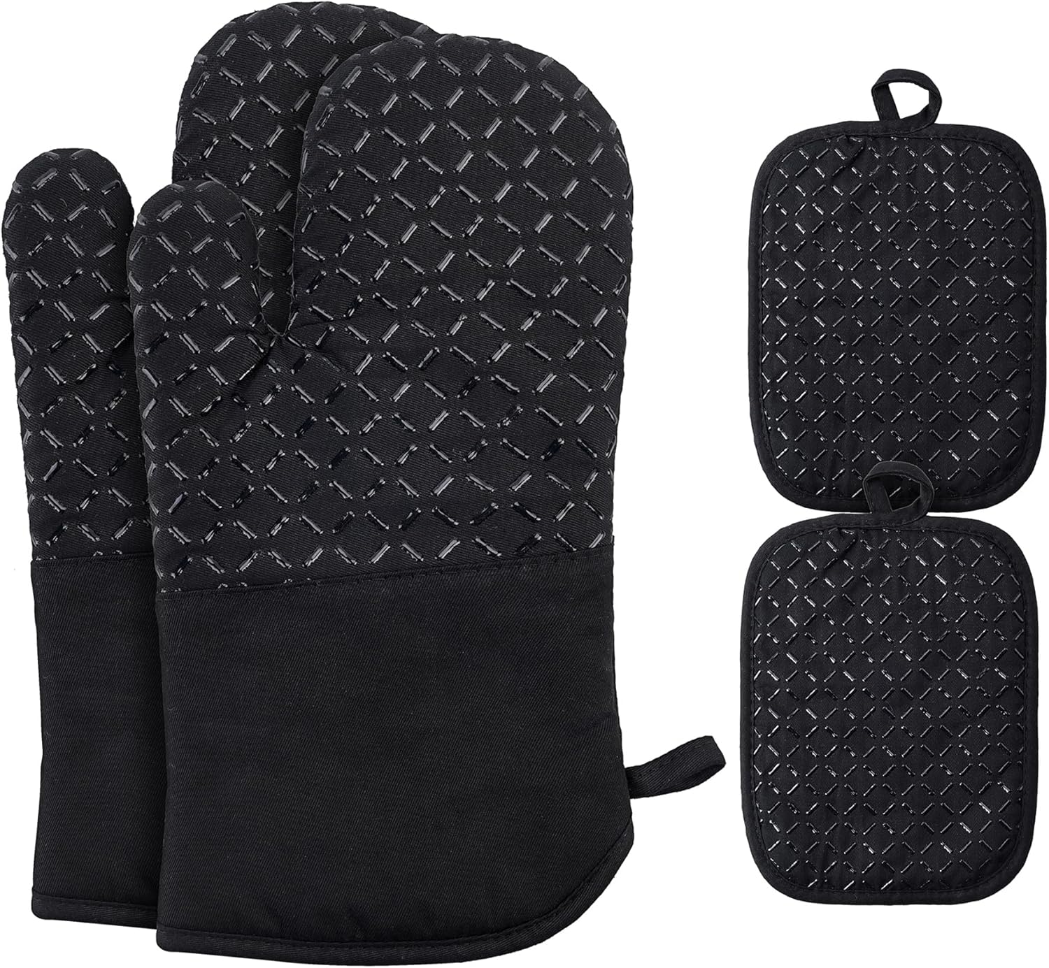 Ankway - Gants de Cuisine épais silicone 30 cm - antidérapant, coton doux