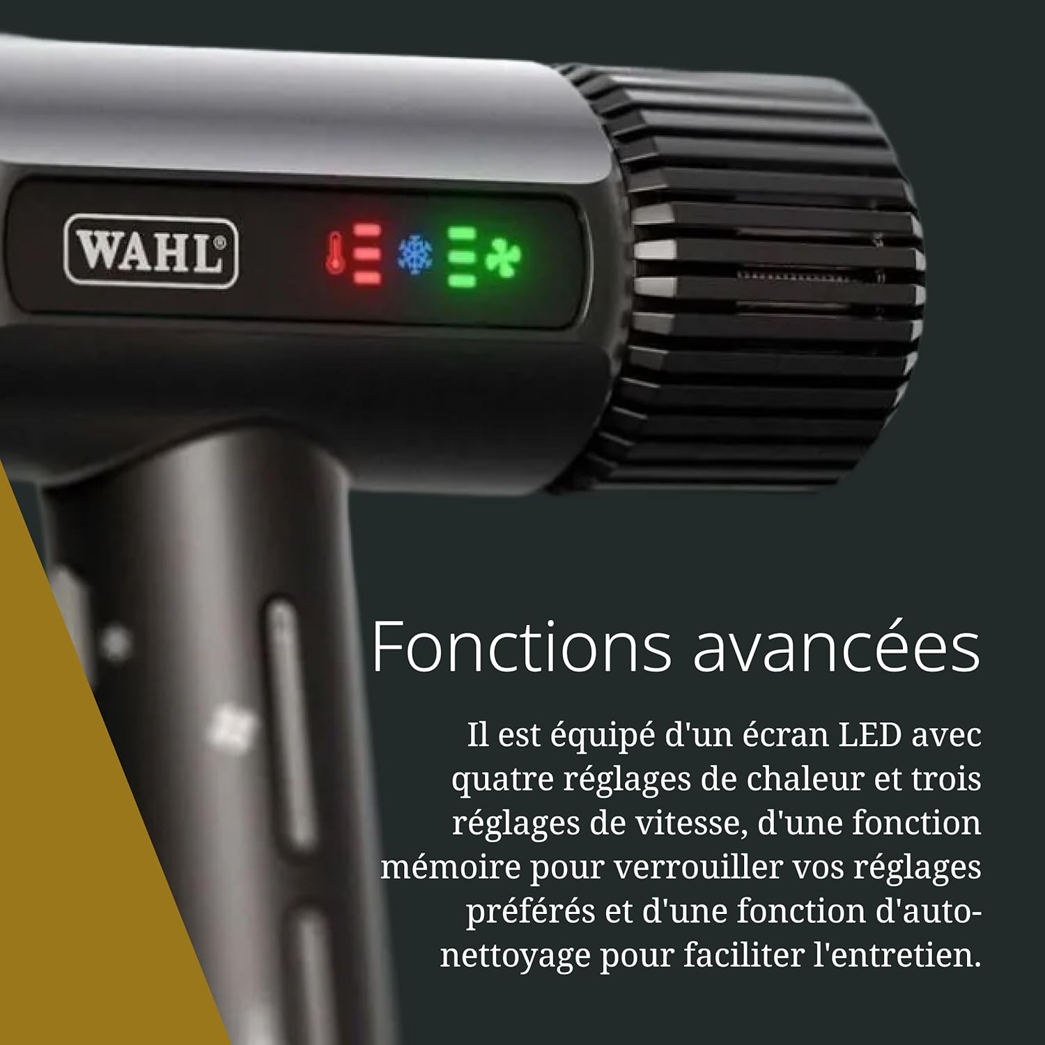Wahl - Vanquish - Sèche-cheveux pro, séchage rapide, embouts magnétiques, diffuseur, 2200W