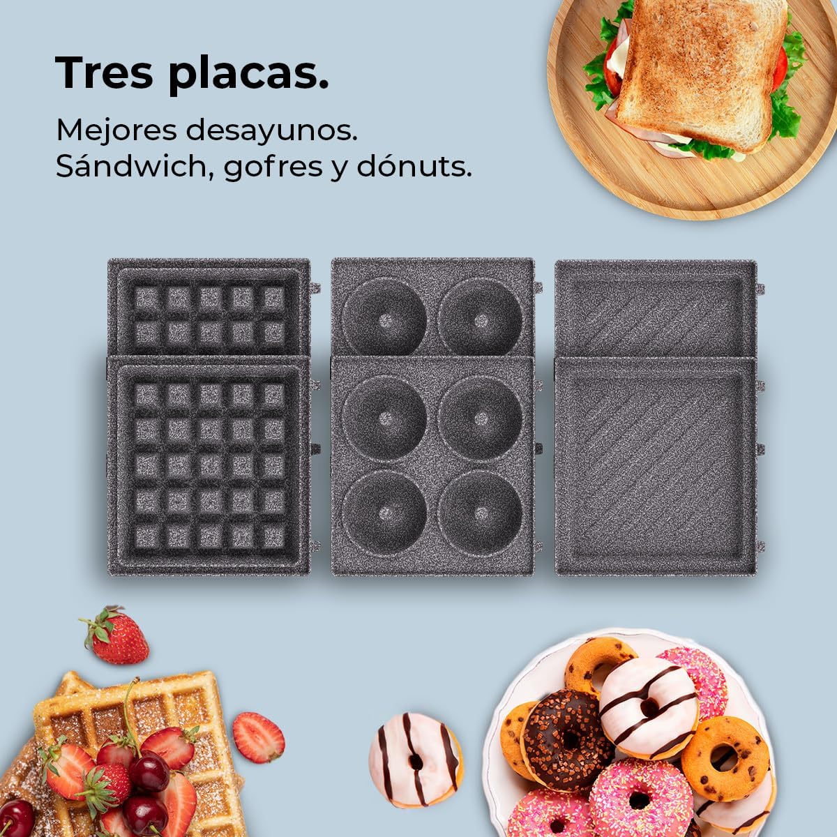 Cecotec - Rock'nToast Retro One - 700W, 3 plaques, base antidérapante