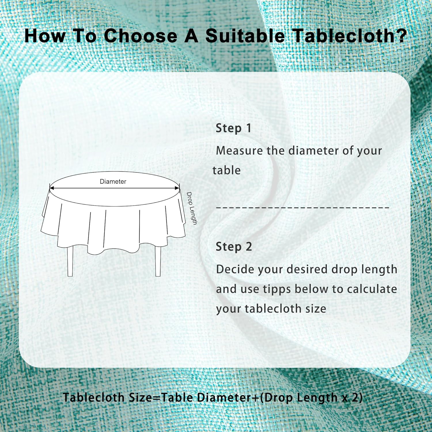 DWCN - nappe ronde effet lin 140cm, anti-tache lavable, imperméable