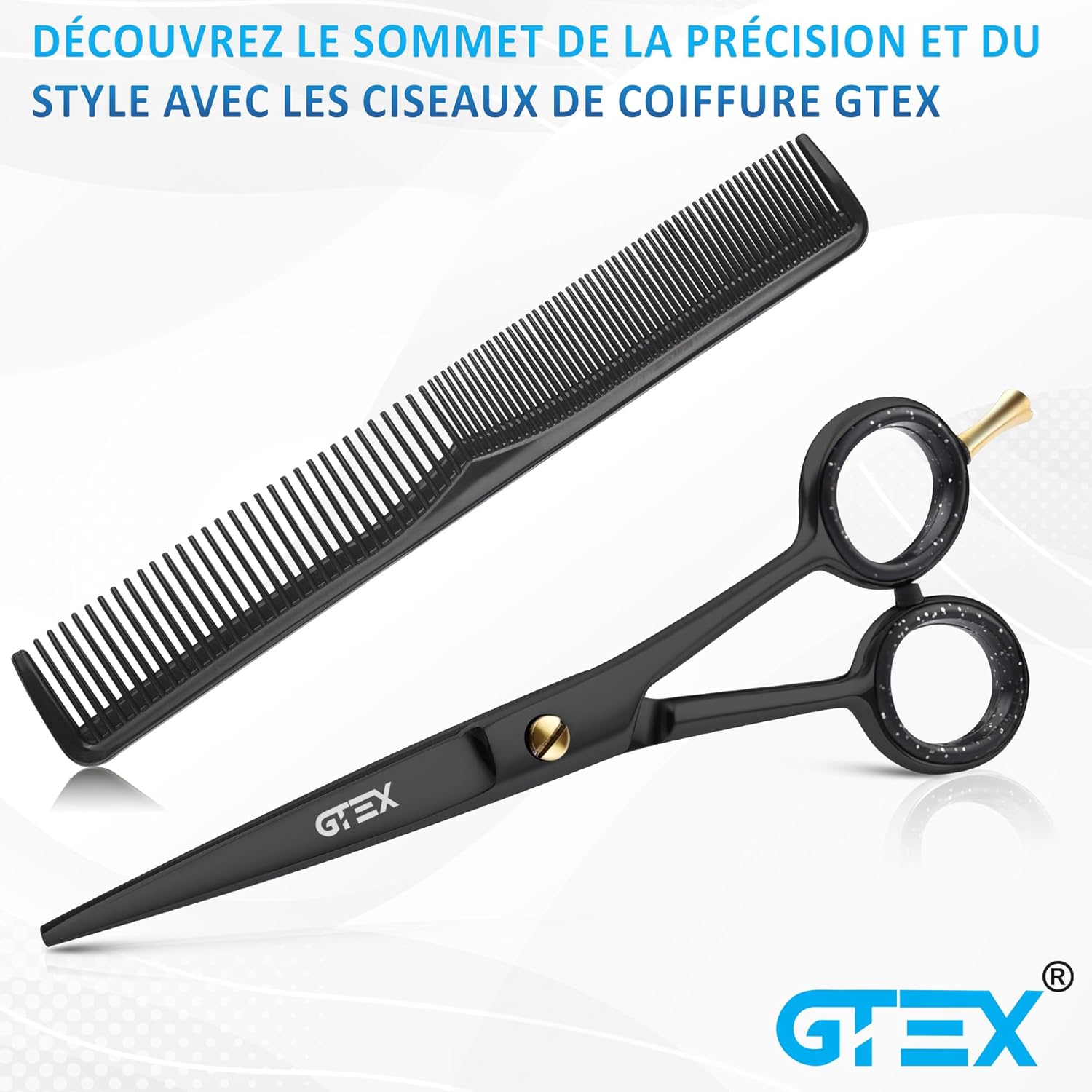 GTEX - Ciseaux Coiffure Pro - 6,5 pouces - acier inox haut carbone