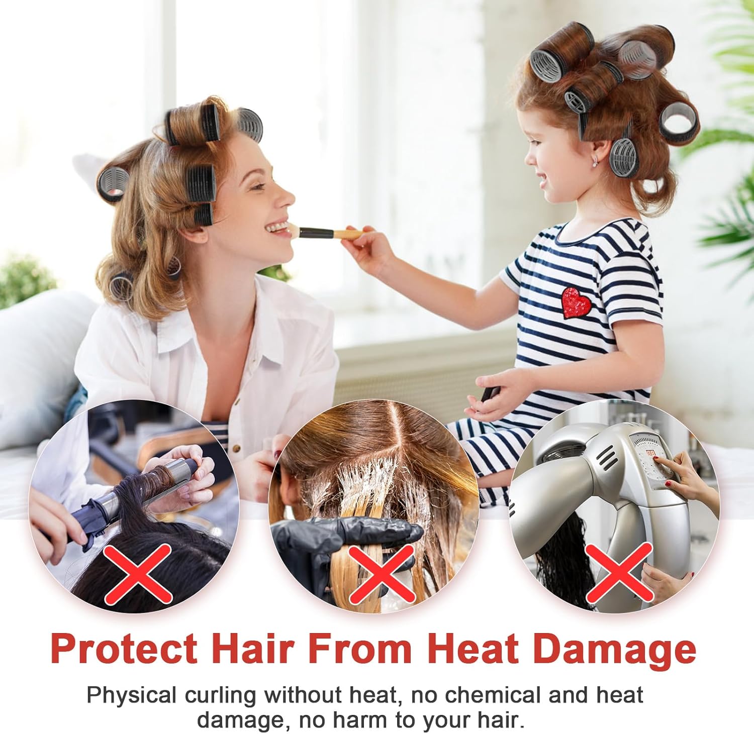 Bigoudis cheveux - kit 33 pièces avec 18 bigoudis magiques, accessoires AiQInu