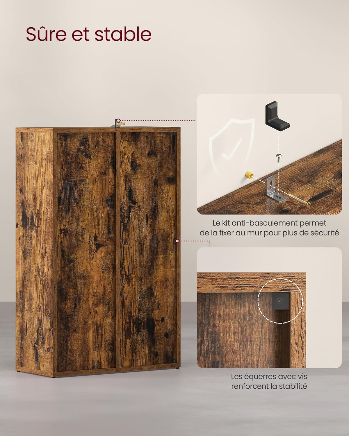 VASAGLE - Étagère cubique 5 cases, bois, rangement salon/bureau, LBC025X01