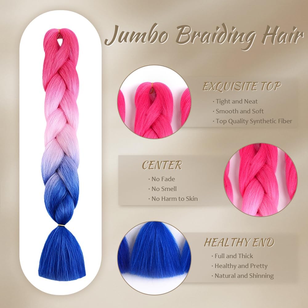 ShowJarlly - Tresse Jumbo Ombre 24'' 500g, synthétique, 5pcs