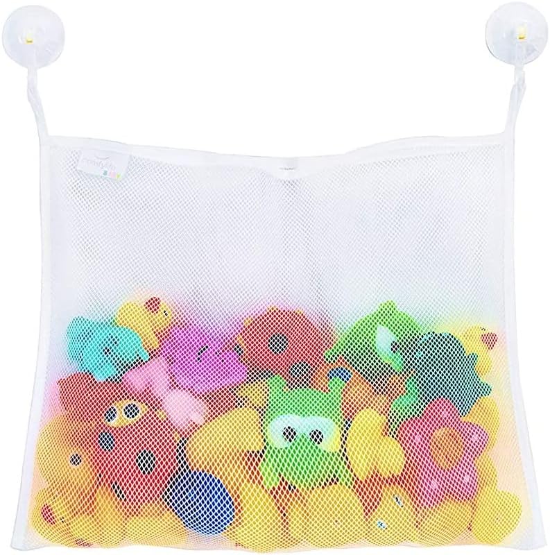 Filet de bain rangement jouets, animaux marins, 2 ventouses, lavable, sans perçage