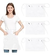 FunChaos 3 Pièces Tablier de Taille avec 3 Poches et Sangle Réglable, Imperméable Tabliers de Cui...