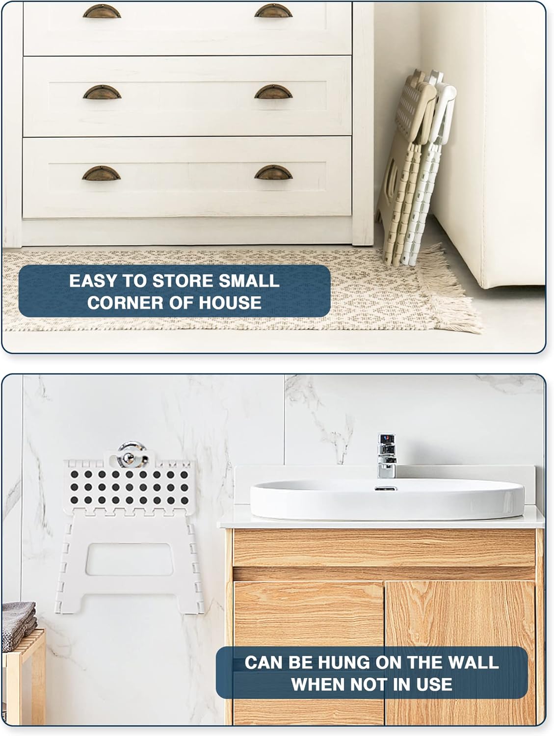 HOUSE DAY - Tabouret pliable enfant 22cm - marche pied plastique blanc