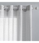 MYSKY HOME Rideaux à œillets pour chambre d'enfant Blanc Rayures Rideau semi-transparent