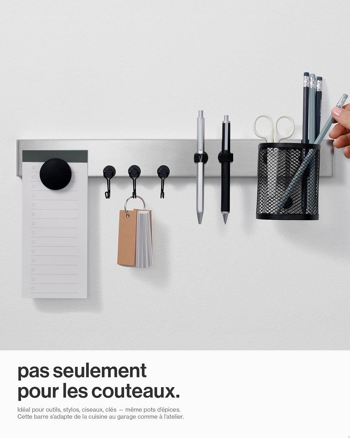 LARHN - porte-couteaux inox - 40 cm - aimant mural extra puissant