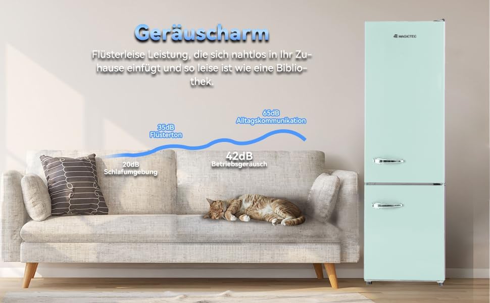 magictec - frigo vintage combiné 179cm, 236L, no frost, vert matcha