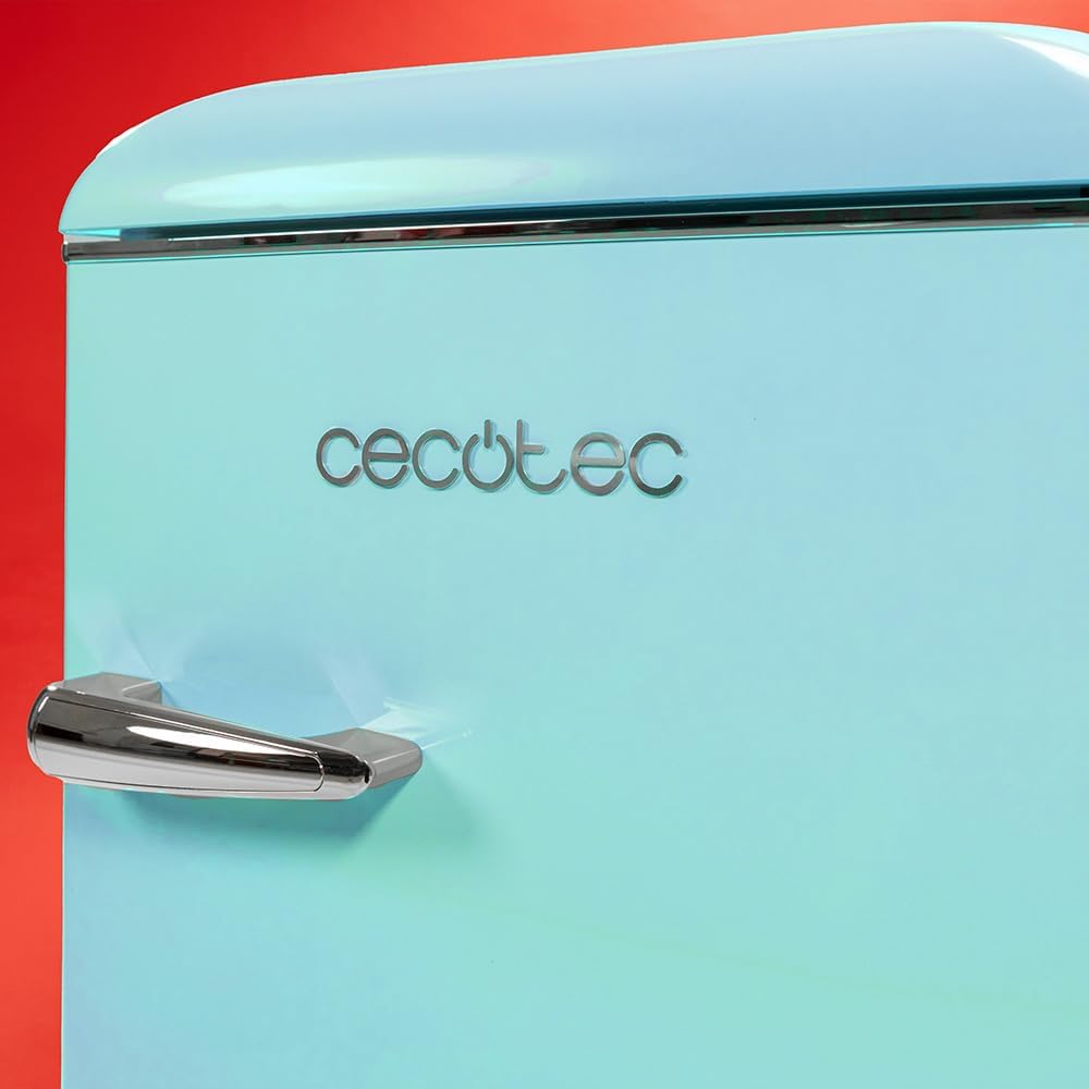Cecotec - Bolero CoolMarket TT Origin 110 - 110L - Mini frigo rétro, classe E, éclairage LED, poignée chromée, ICEBOX, o