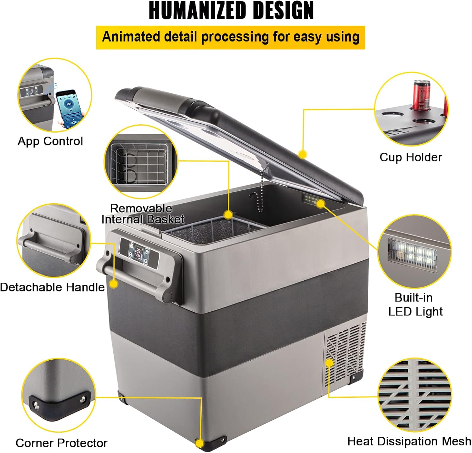 VEVOR - glacière congélateur 30L, 58x36.8x36.1cm, -20 à 20°C, silencieux, panneau numérique