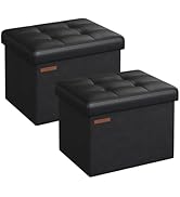 SONGMICS Petits Tabourets de Rangement Pliables, Lot de ２, Repose-Pieds, Poufs, PU, 31 x 41 x 31 ...