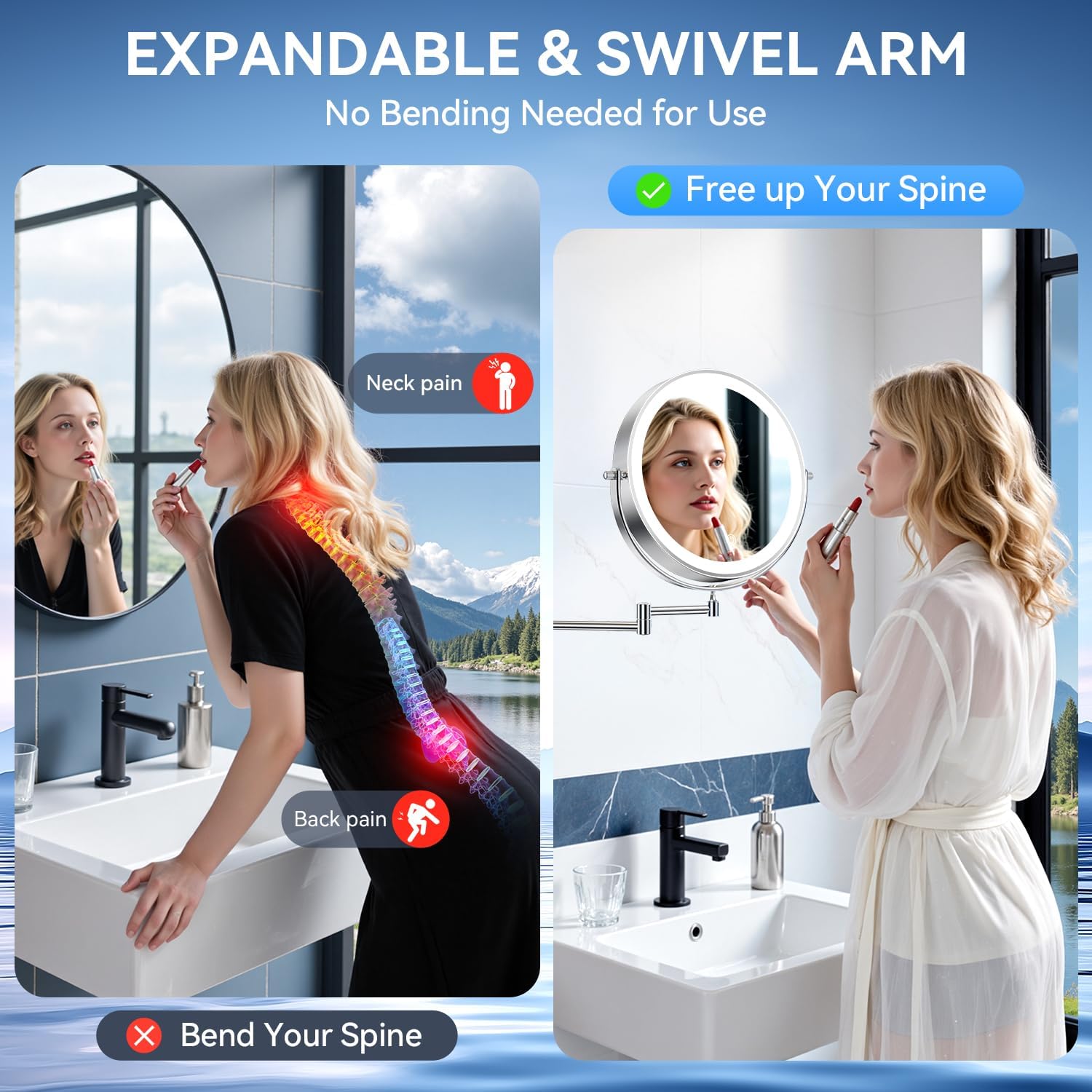 Auxmir - miroir grossissant mural série 10