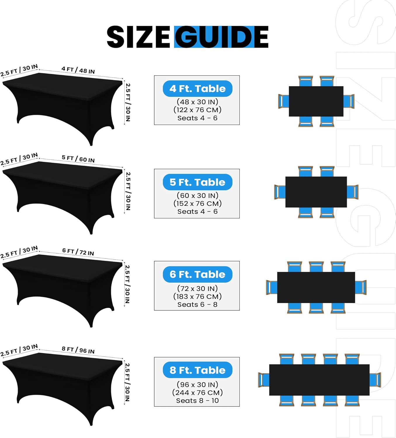 Utopia Kitchen - nappe extensible 183 cm - polyester spandex lavable noir