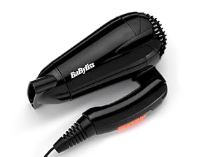 BaByliss, sèche-cheveux, Travel Dry 2000, 5344E, poigné pliable, compact, léger, noir, concentrateur