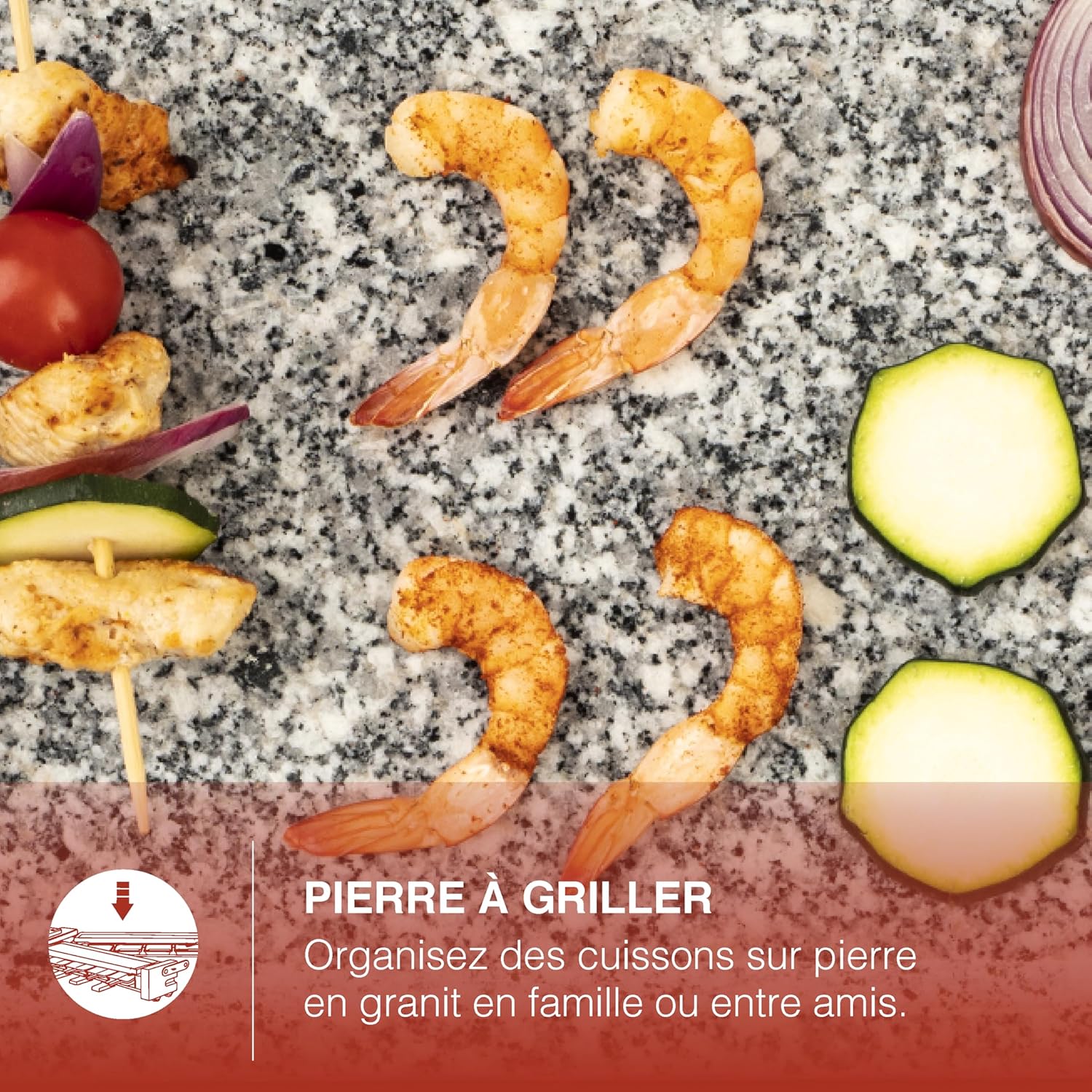 H.Koenig - raclette/fondue 8 pers - granit/bois - socle 180°, WOD360