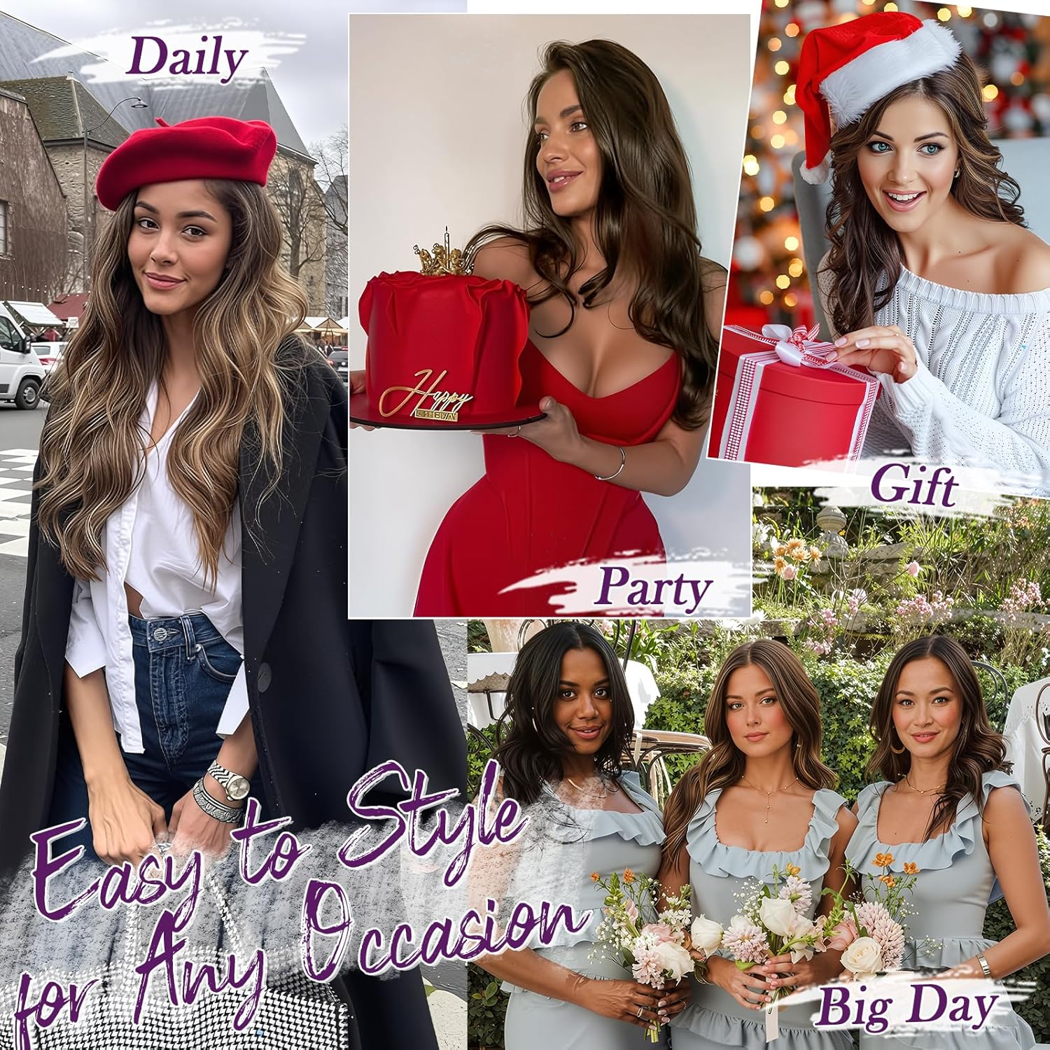 BARSDAR - Extensions à clips série lace 50cm - Synthétiques brunes ondulées, aspect naturel