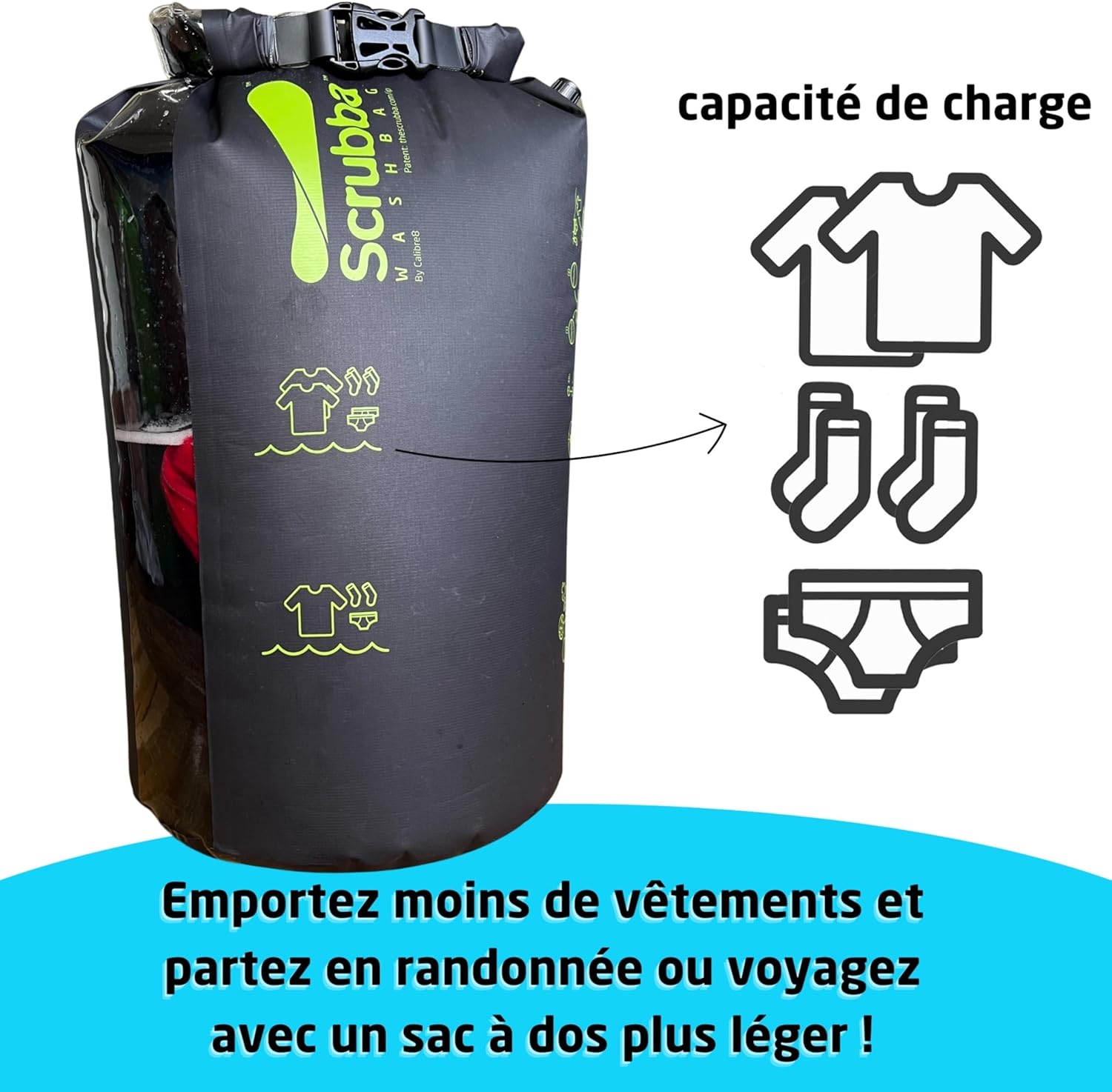 Scrubba - Sac Lave-Linge Portatif 2.0 - compact, étanche, essentiel voyage