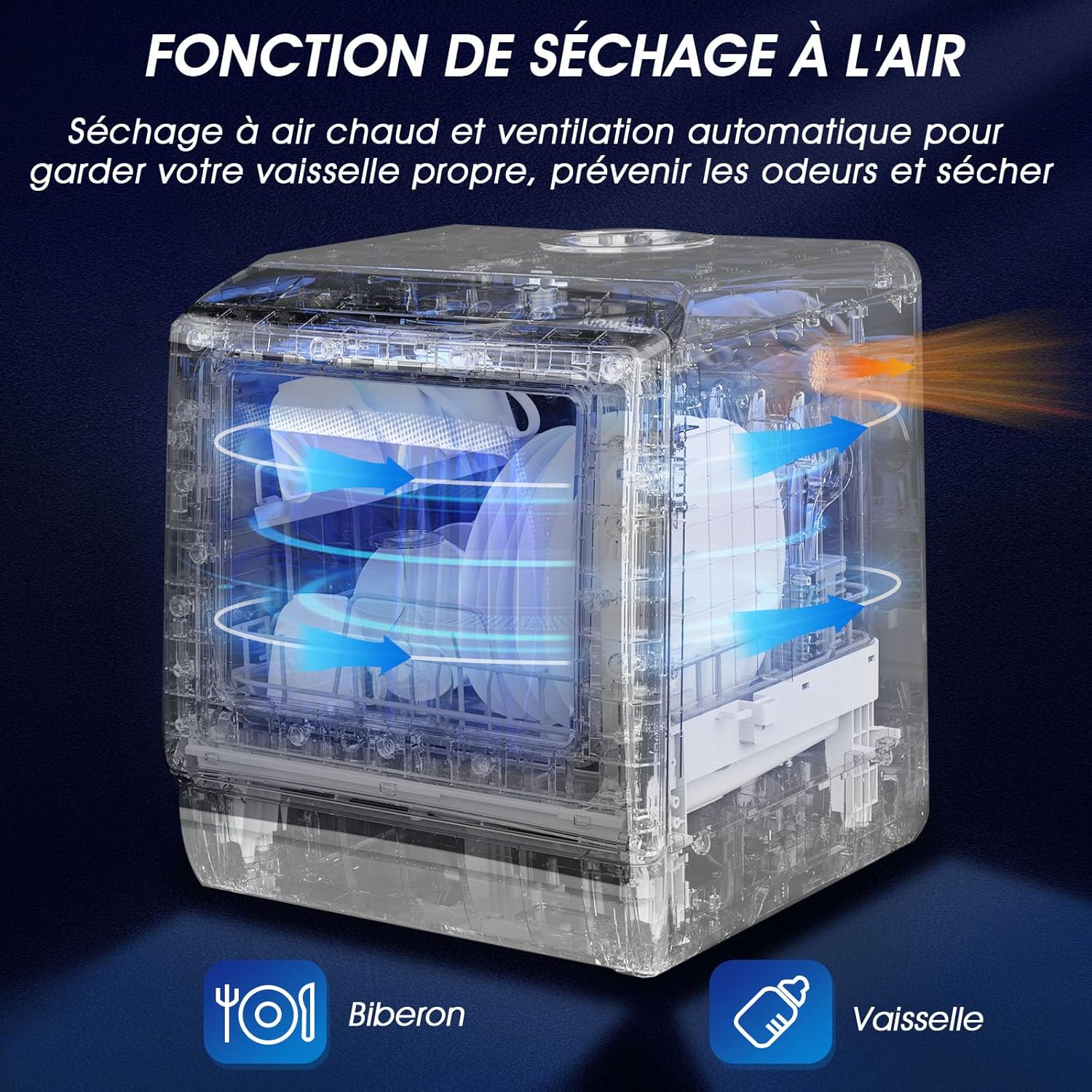 AIRMSEN - Mini lave-vaisselle compact, 5L, 6 programmes, écran LED