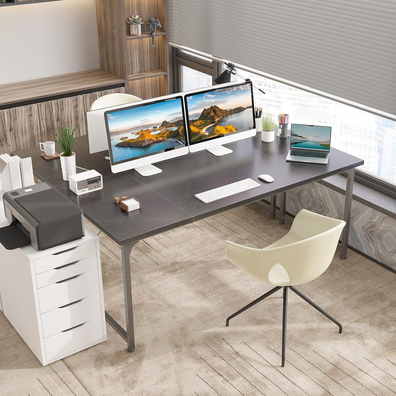 Bureau d’ordinateur - 160x55 cm - Table informatique et écriture, noir