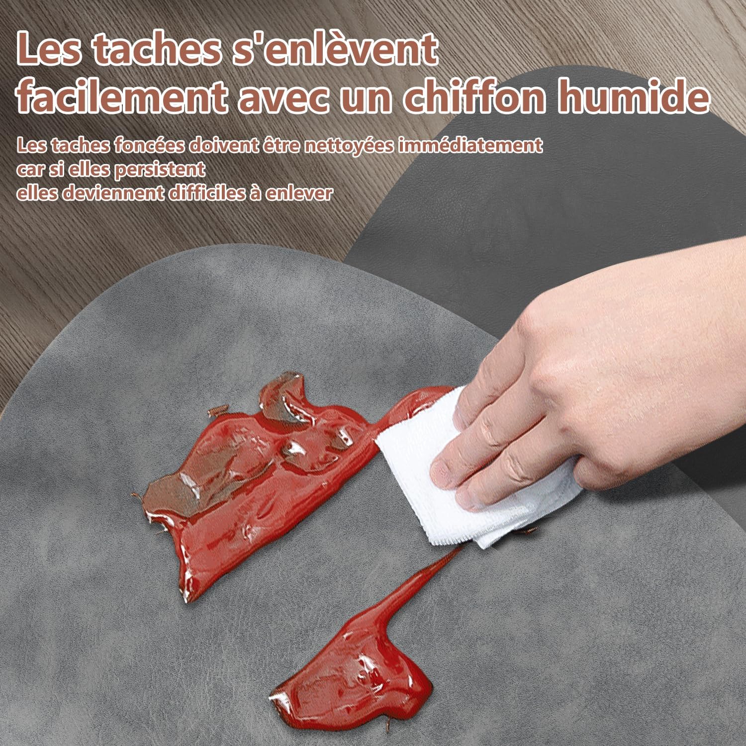 Set de table - lot de 6 ovales 41x33cm, cuir PU, lavable, antidérapant