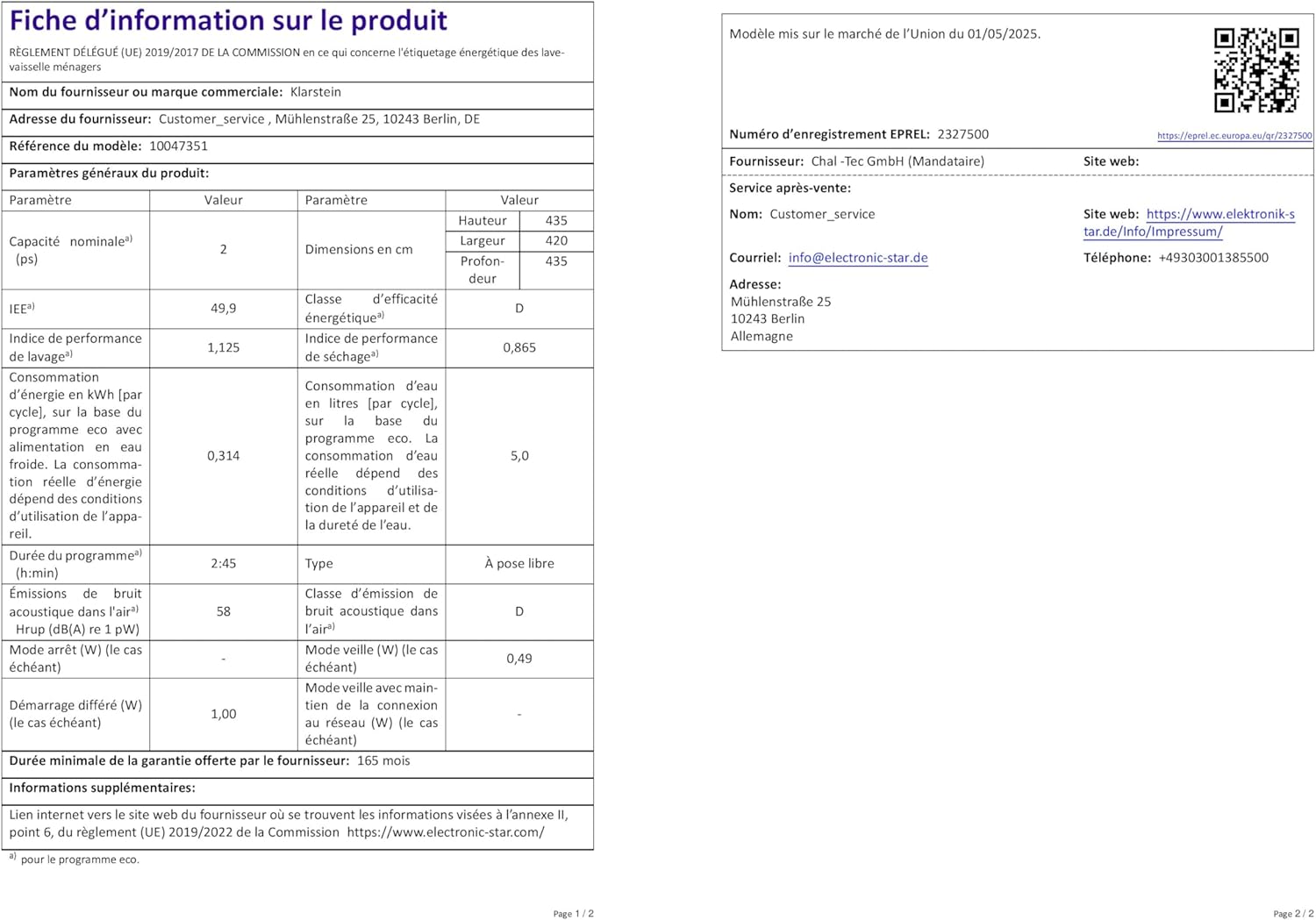 Klarstein - Amazonia Mini - compact, 7 programmes, réservoir 5L, silencieux, noir
