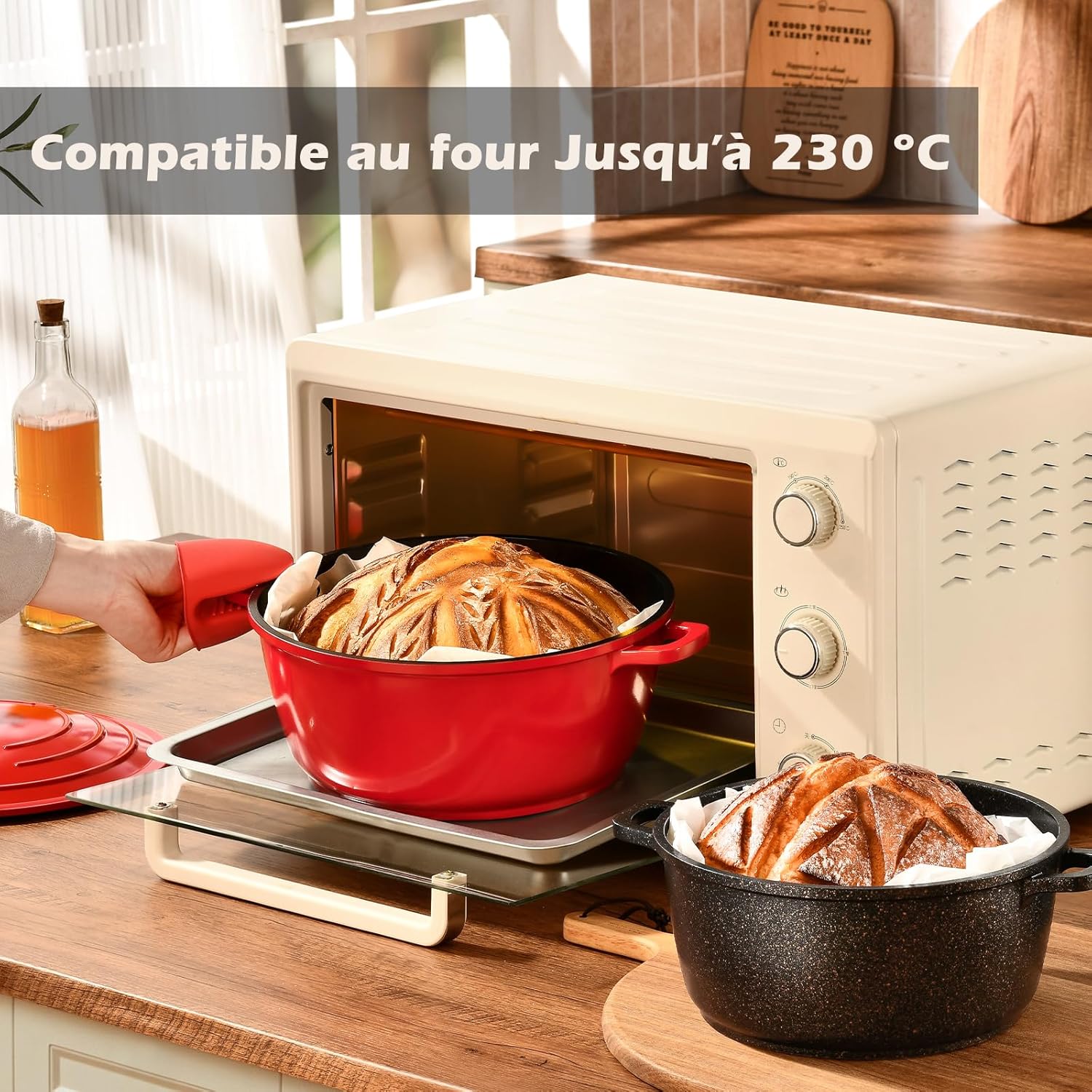 Cocotte fonte ronde 24cm, 4,5L, revêtement céramique, induction