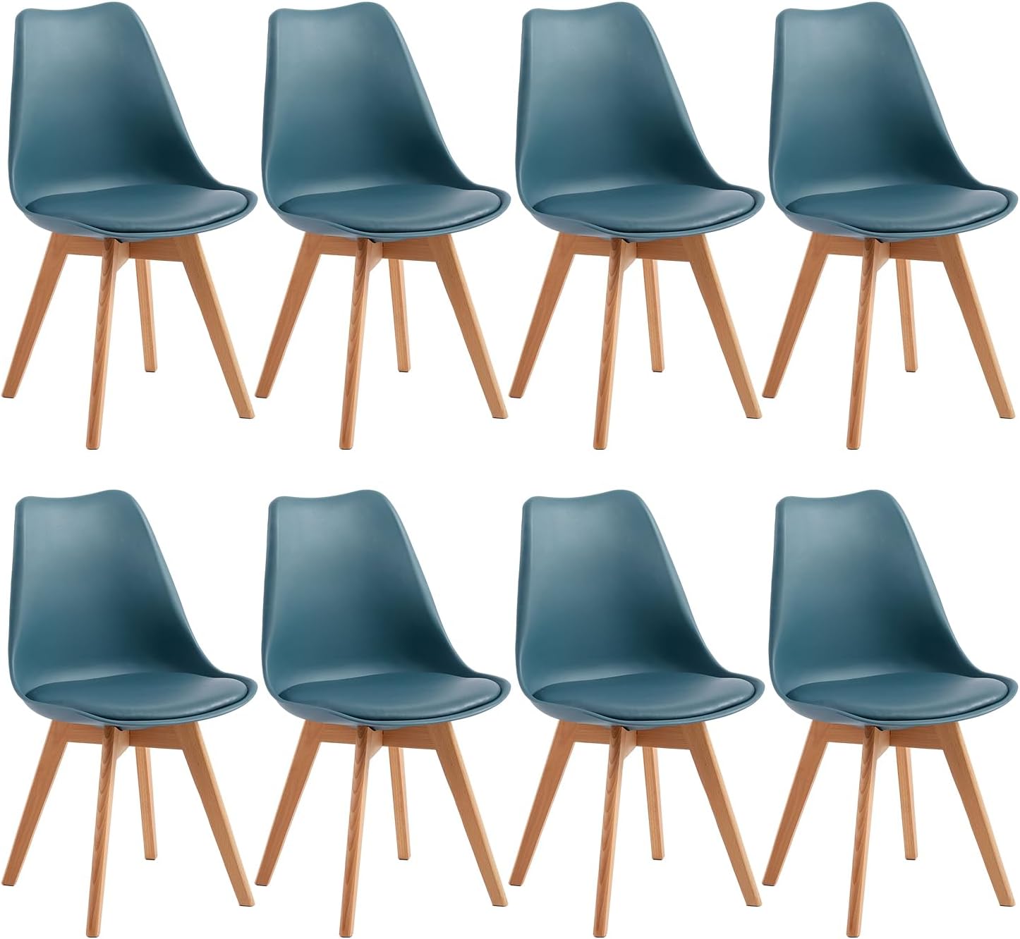 EGGREE - chaises scandinaves 8x - pieds hêtre - rembourrées Morandi bleu foncé