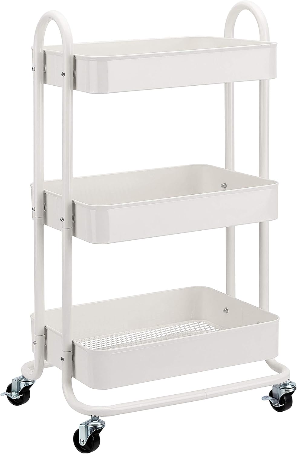 maaxi-dealz Basics - Chariot rangement 3 niveaux à roulettes - blanc - idéal cuisine/buanderie
