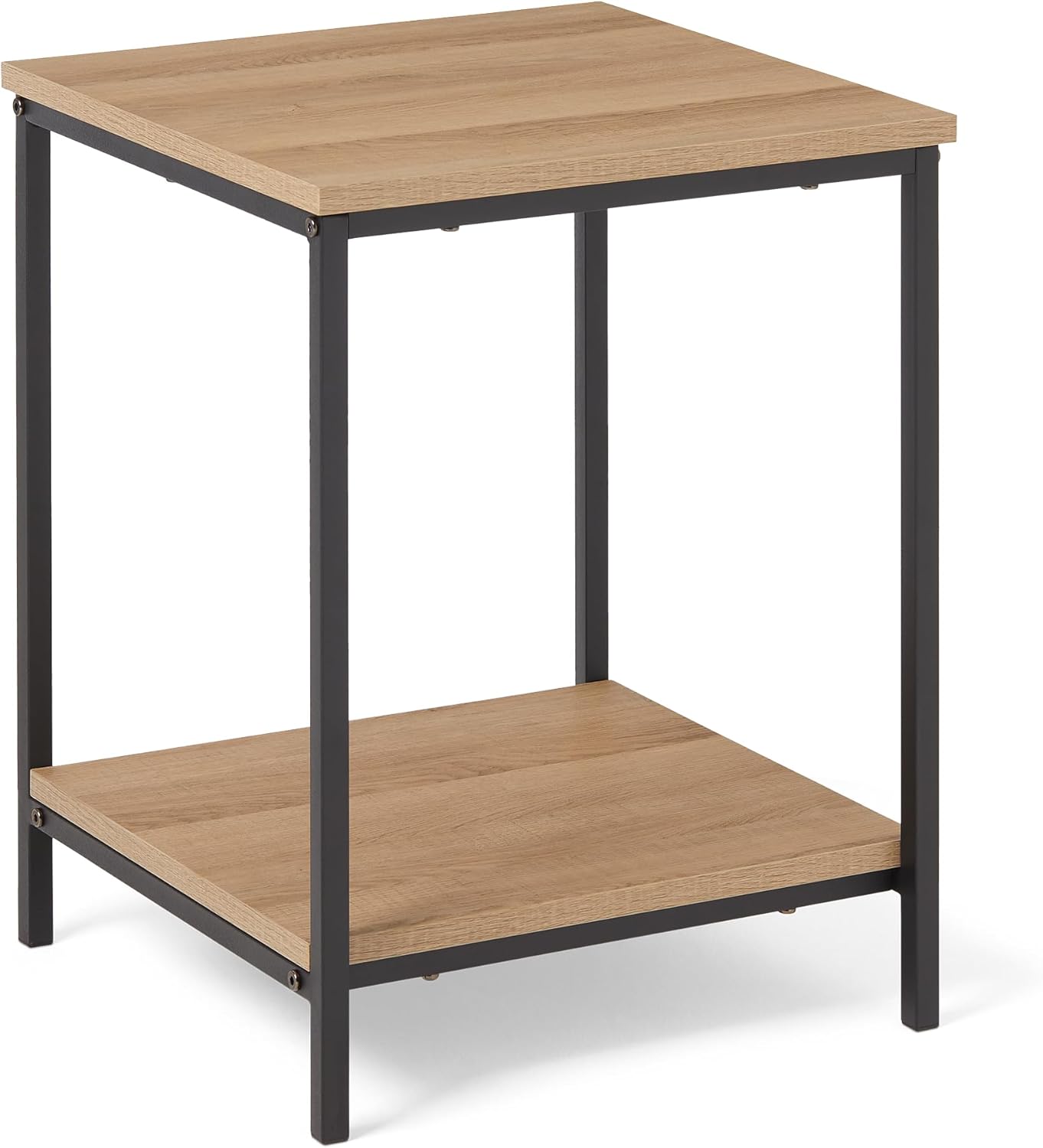 maaxi-dealz Basics - Table d’appoint carrée 40x40x51cm - chêne, étagère inférieure, cadre acier