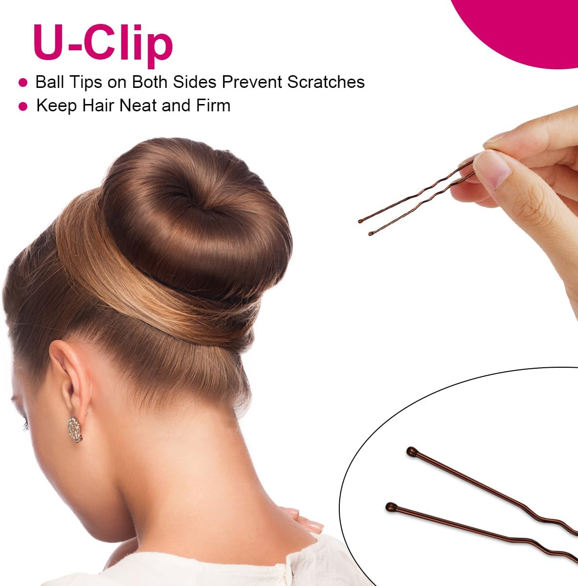 URAQT - chignon machine à pain - 6/8/10/12cm - 4 donuts chignons, 30 épingles