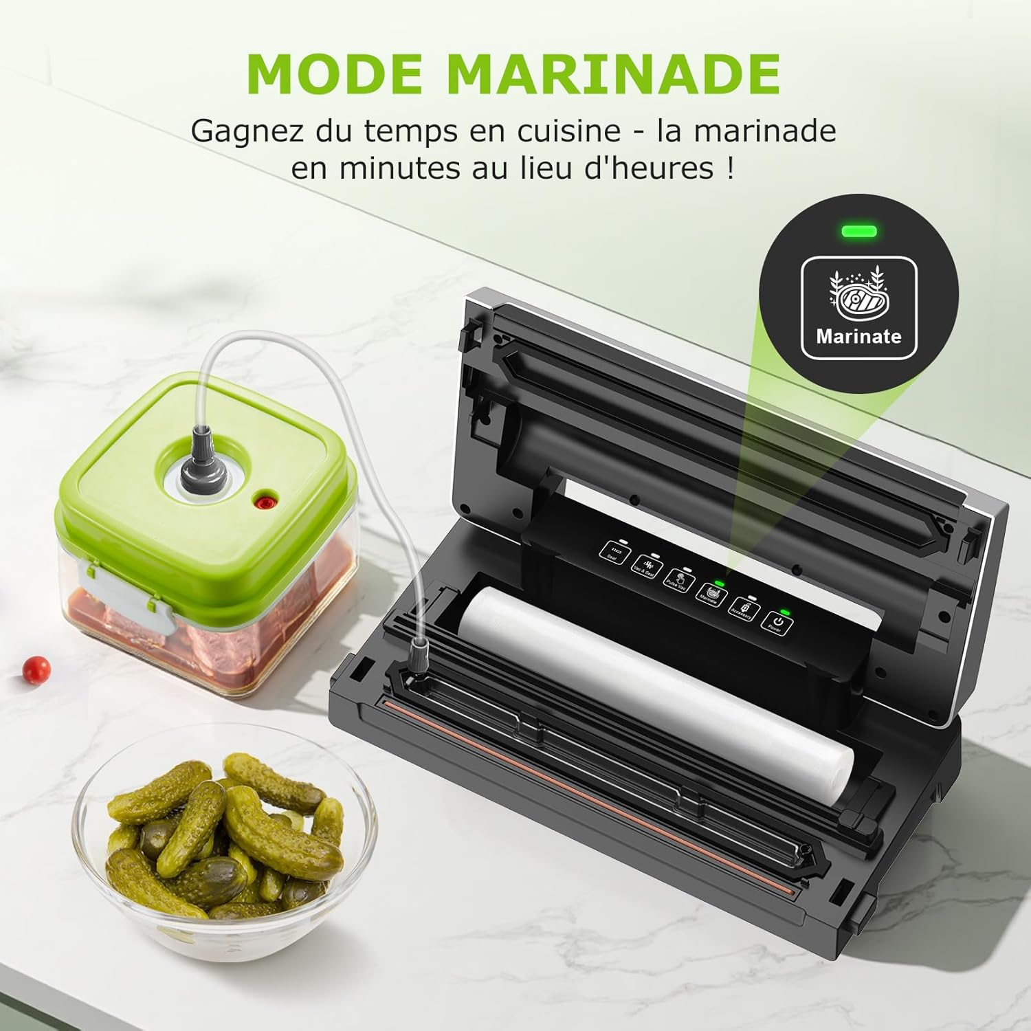 Bonsenkitchen - VS3000 - compacte - 5 modes, cutter, 10 sacs, rouleau