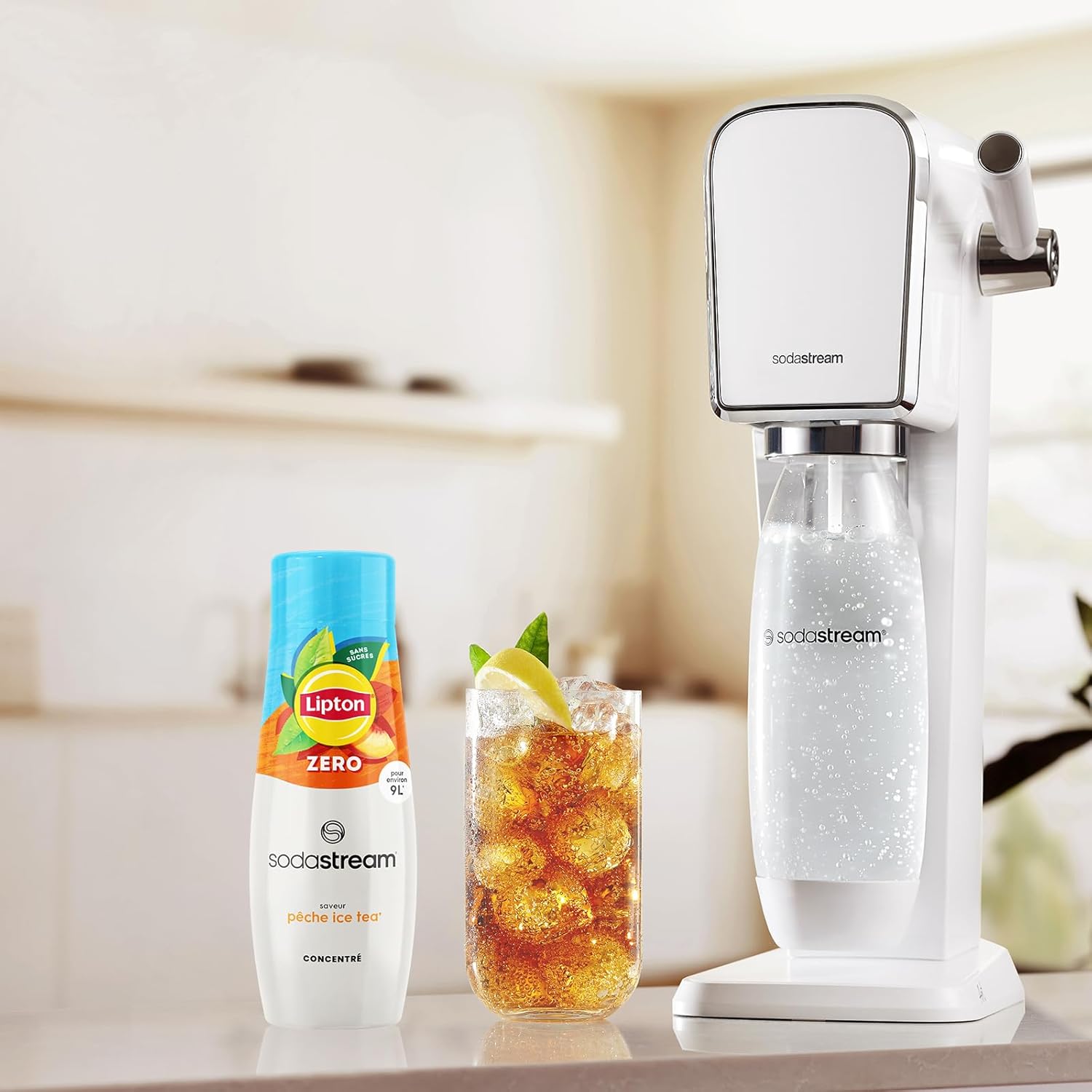 SodaStream - concentré Lipton Ice Tea Pêche Zéro - 440ml - prépare jusqu'à 9L, goût original