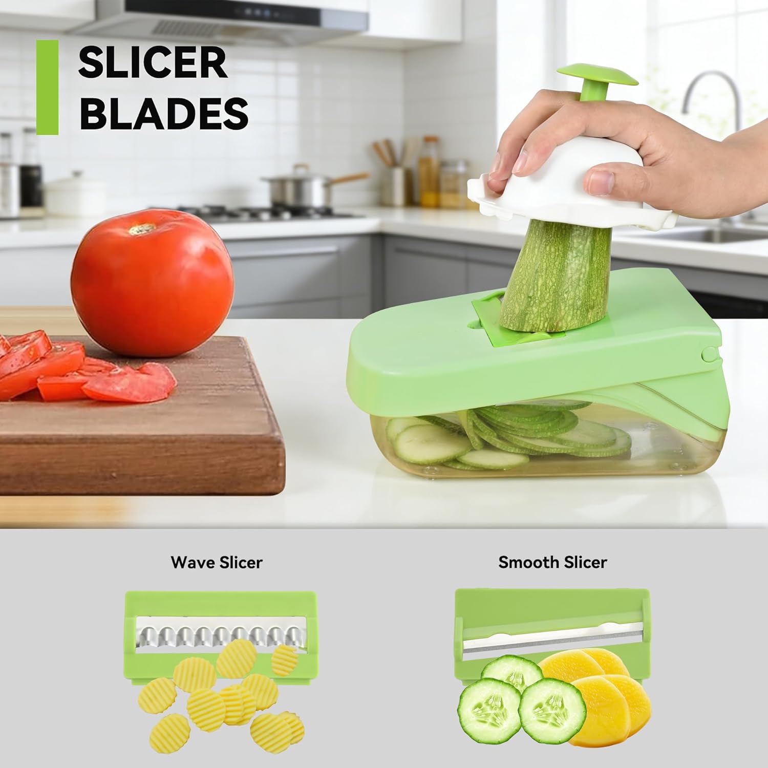 Coupe-légumes multifonctions 14-en-1 - découpe cubes, bâtonnets, tranches, manuel