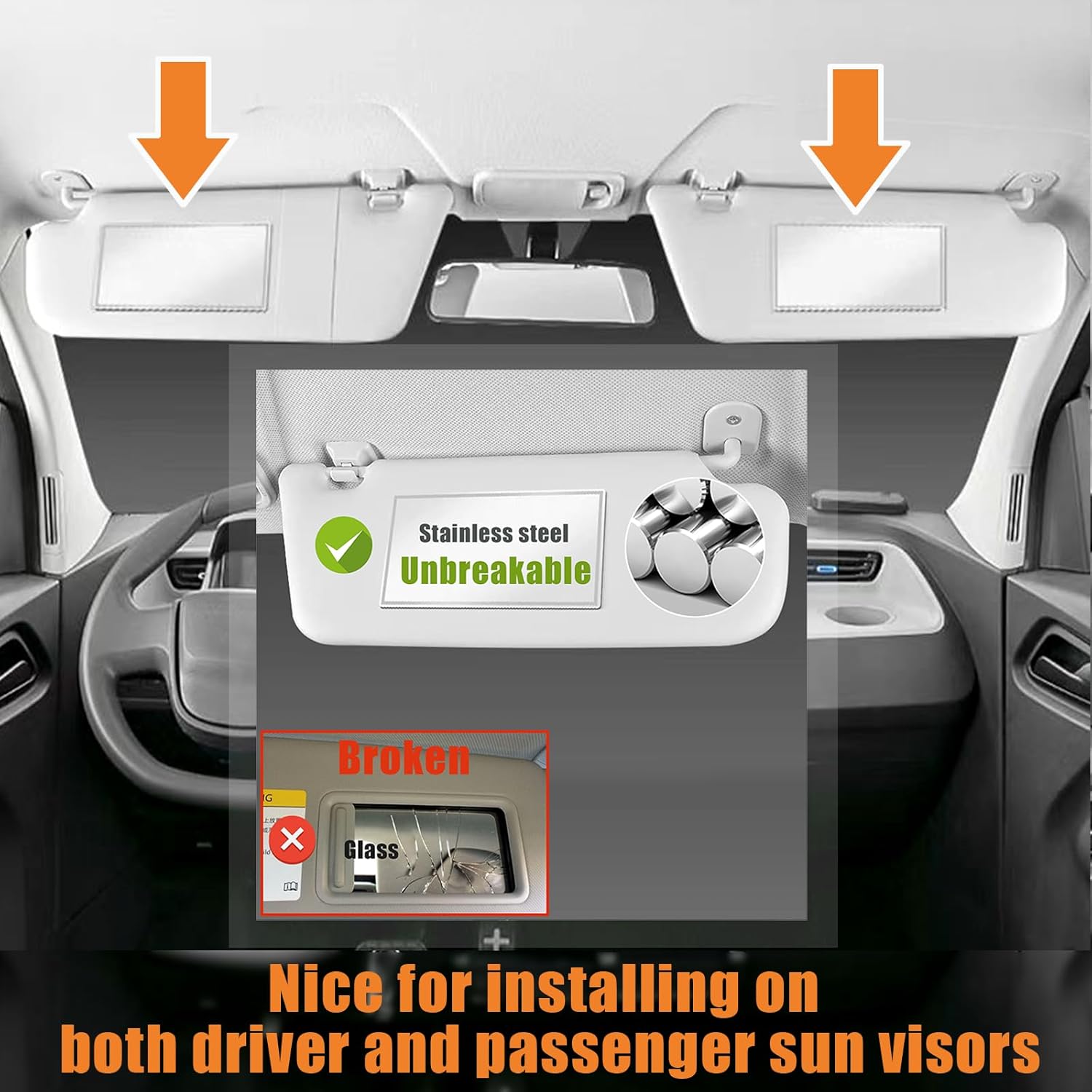 Miroir de maquillage HD auto-adhésif, inox, compact, carré, portable