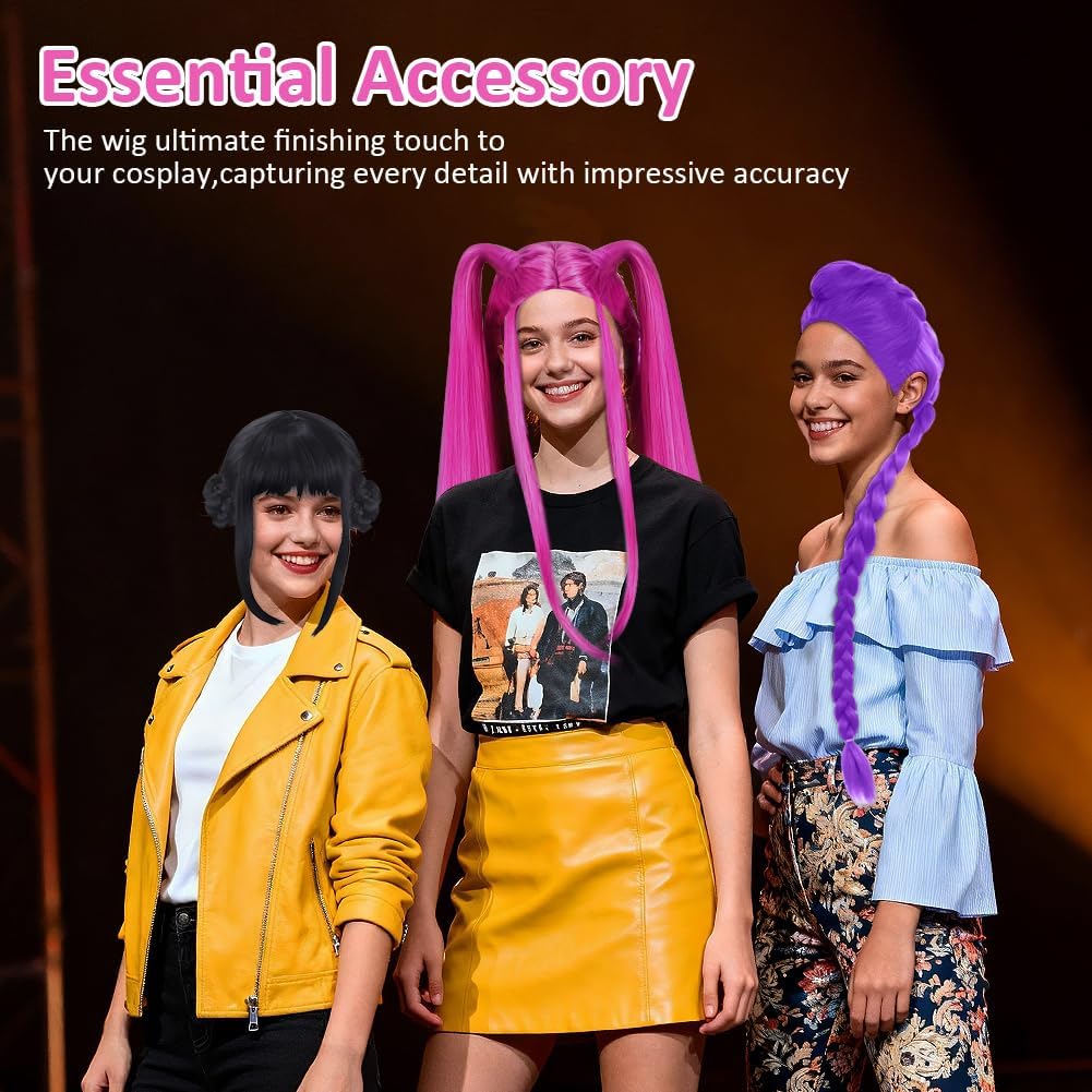 Perruque cosplay - longue tresse violette - perruque anime, fête, Halloween