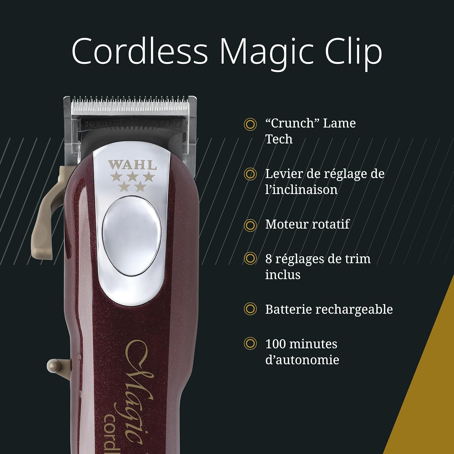 Wahl - Magic Clip Série - tondeuse sans fil, rouge, coupe précise