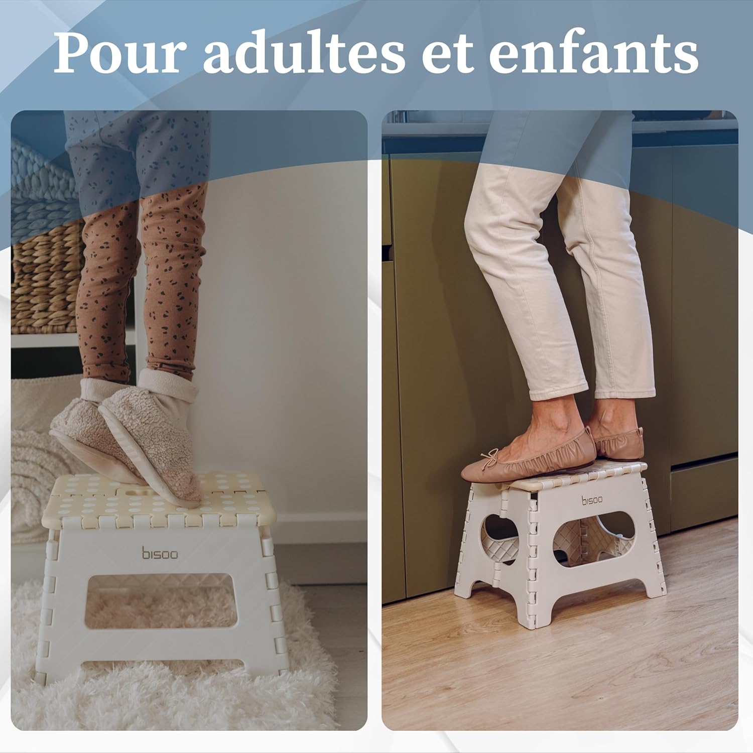 Bisoo - Tabouret pliant 22 cm - plastique, portable, sûr enfants