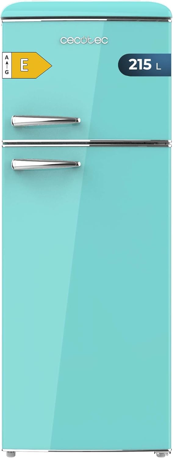 Cecotec - Bolero CoolMarket Origin 215 - 148,2x55,2 cm - rétro, LED, poignées chromées, étagères verre