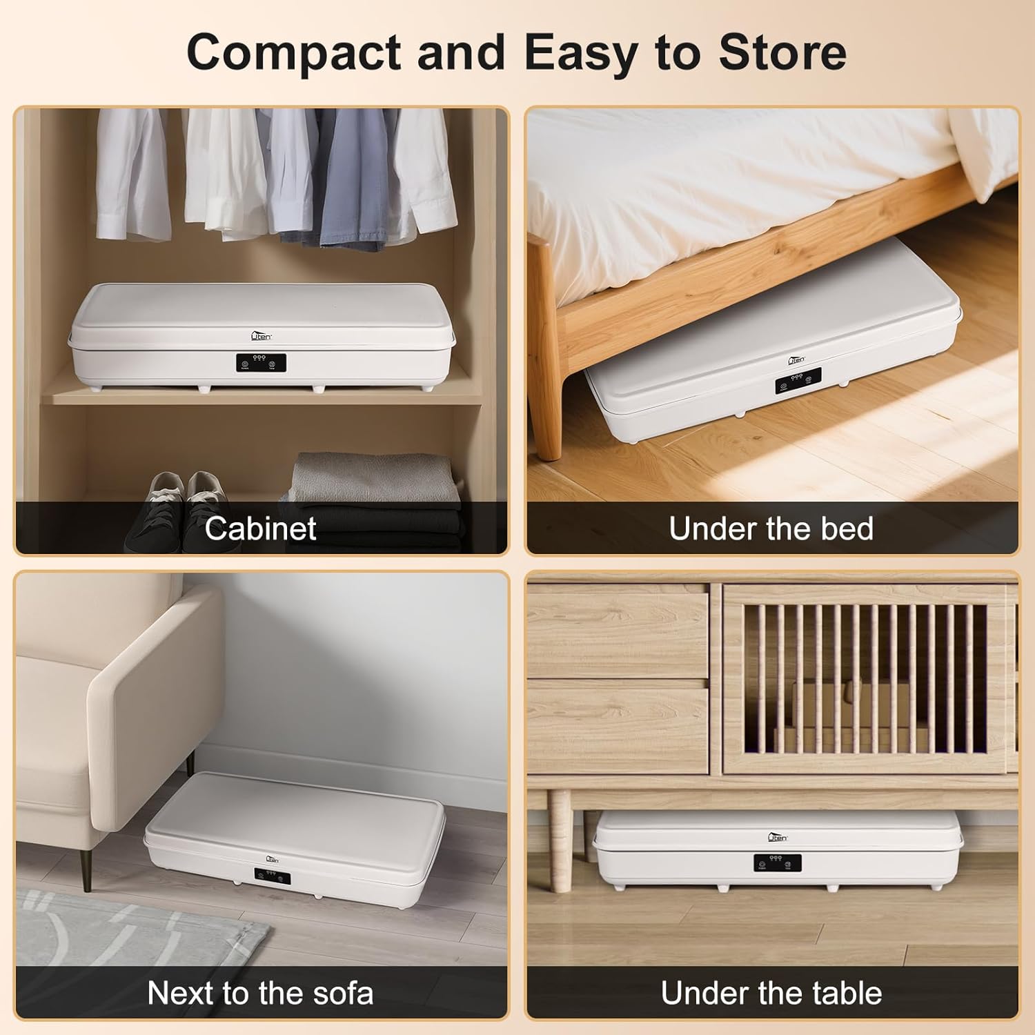 Uten - sèche-linge portable 1500W - amovible, télécommande, housse rangement