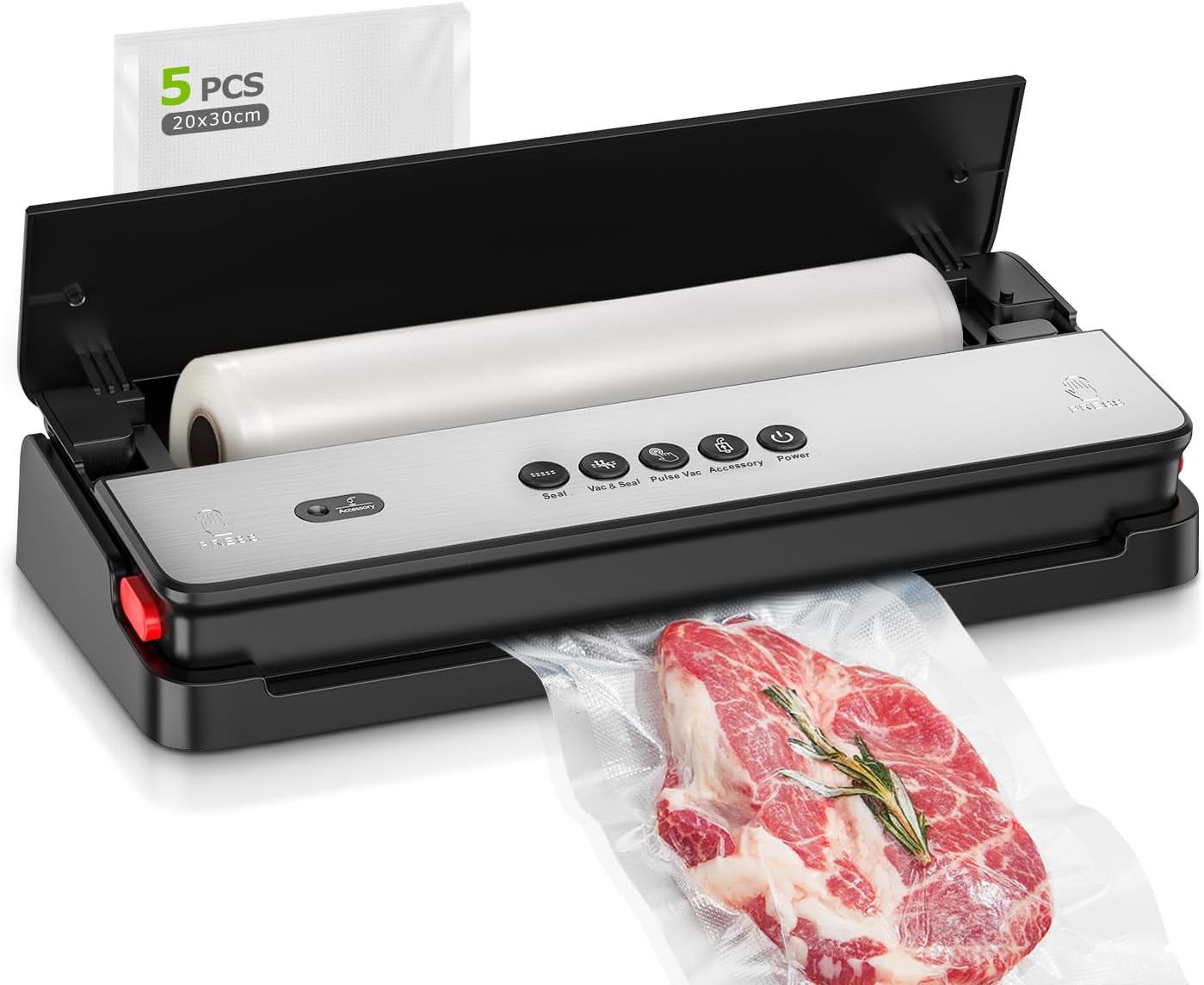 Bonsenkitchen - machine sous vide - cutter intégré, sacs inclus, pour aliments secs et humides