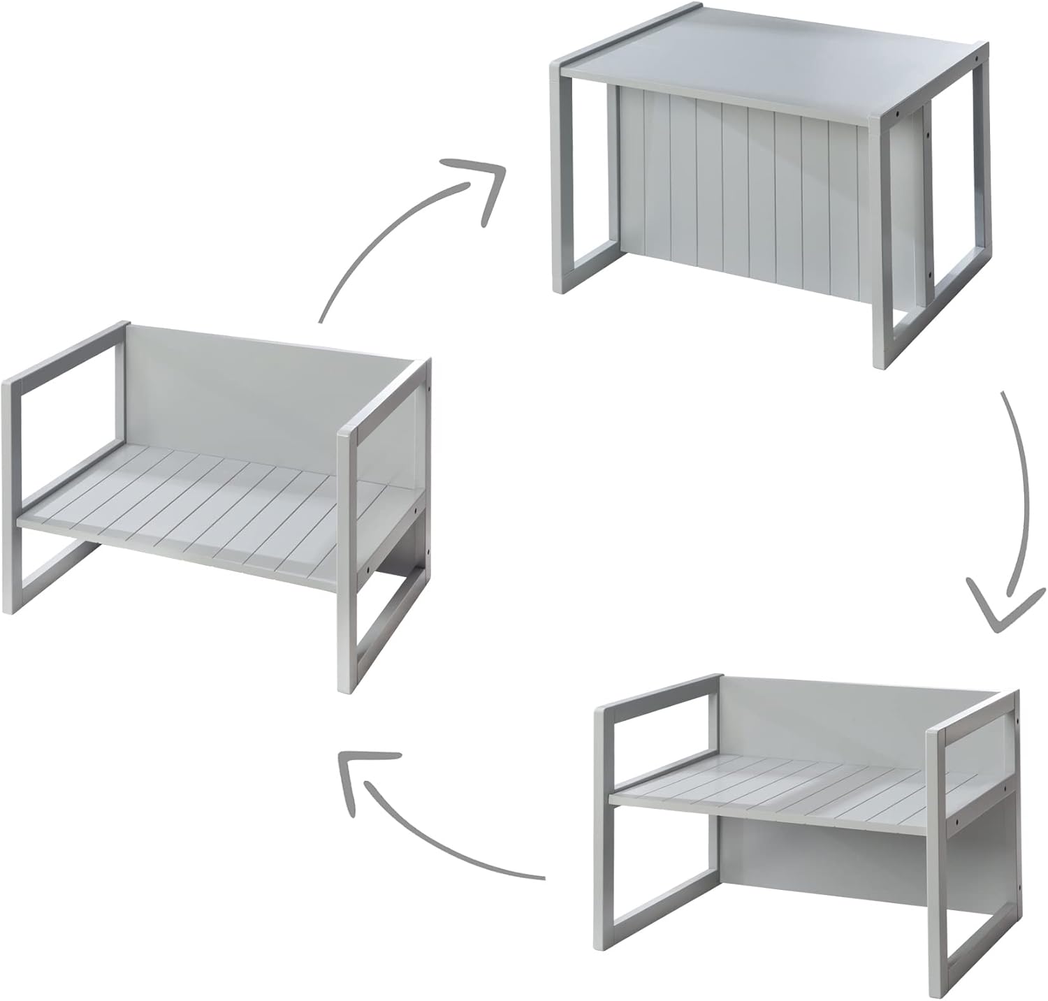 roba - Ensemble table et 2 chaises enfant - 3 hauteurs - style campagne, gris