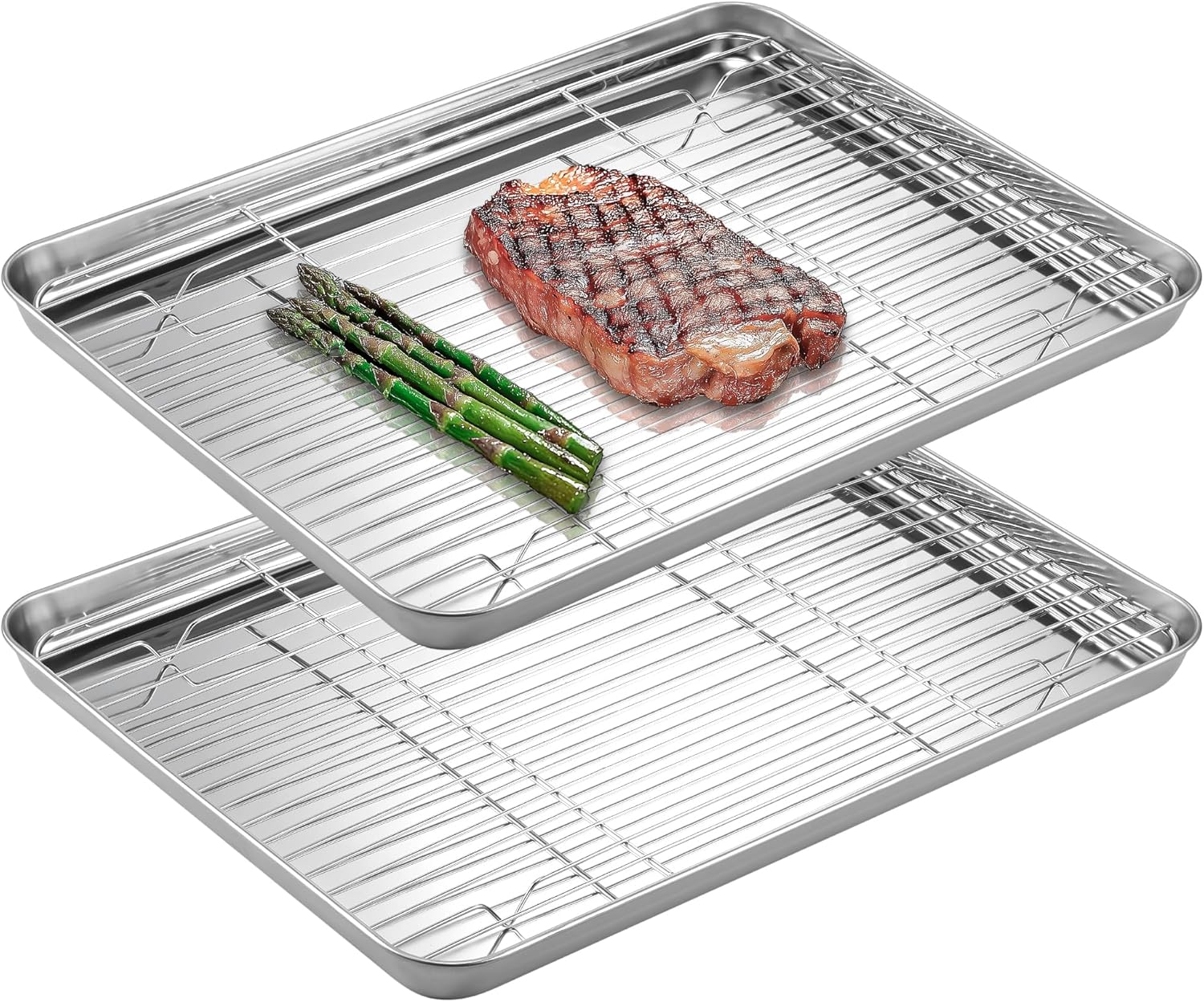Navaris - bac cuisson inox rectangulaire - 2 tailles - inox avec grille