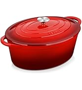 Velaze Cocotte en fonte avec couvercle, antiadhésive en fonte pour cuisson maison, braise...