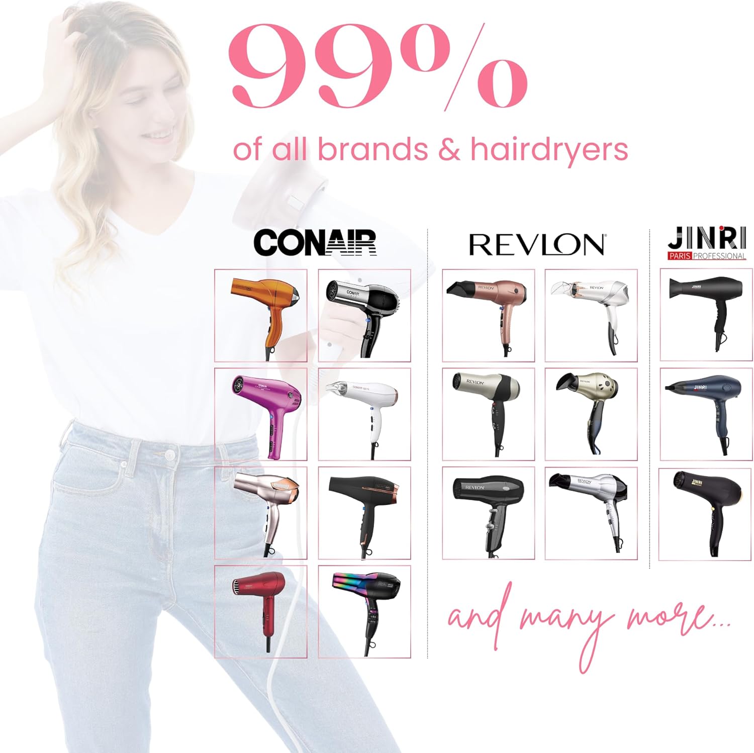 Diffuseur universel cheveux bouclés, 4.4-6.6 cm, robuste, anti-frisottis