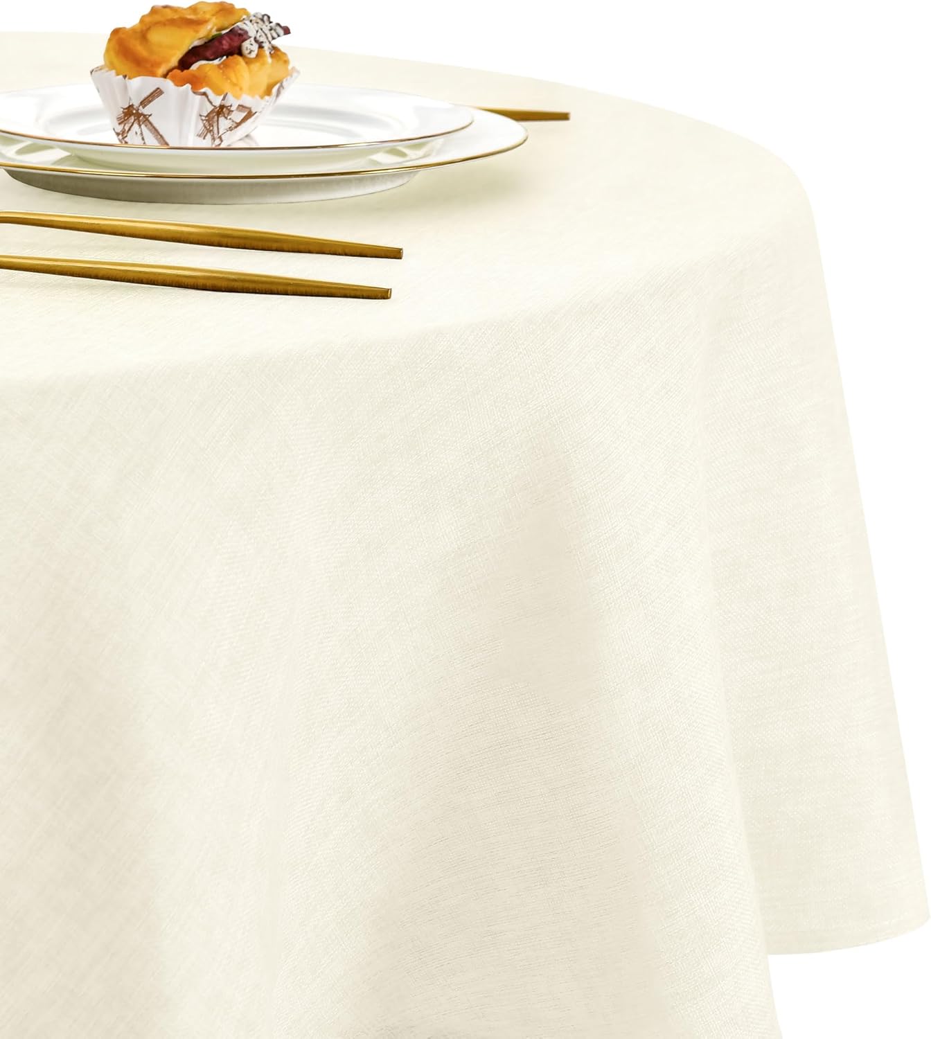 DWCN - nappe effet lin 120 cm - imperméable, lavable, champagne