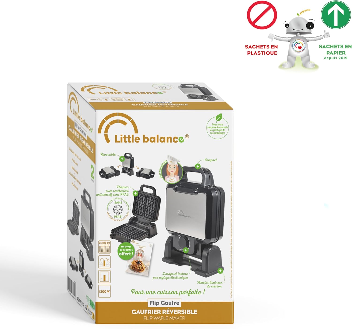 Little Balance - Flip Gaufres - gaufres belges, rotatif, antiadhésif, 1200W - 8805