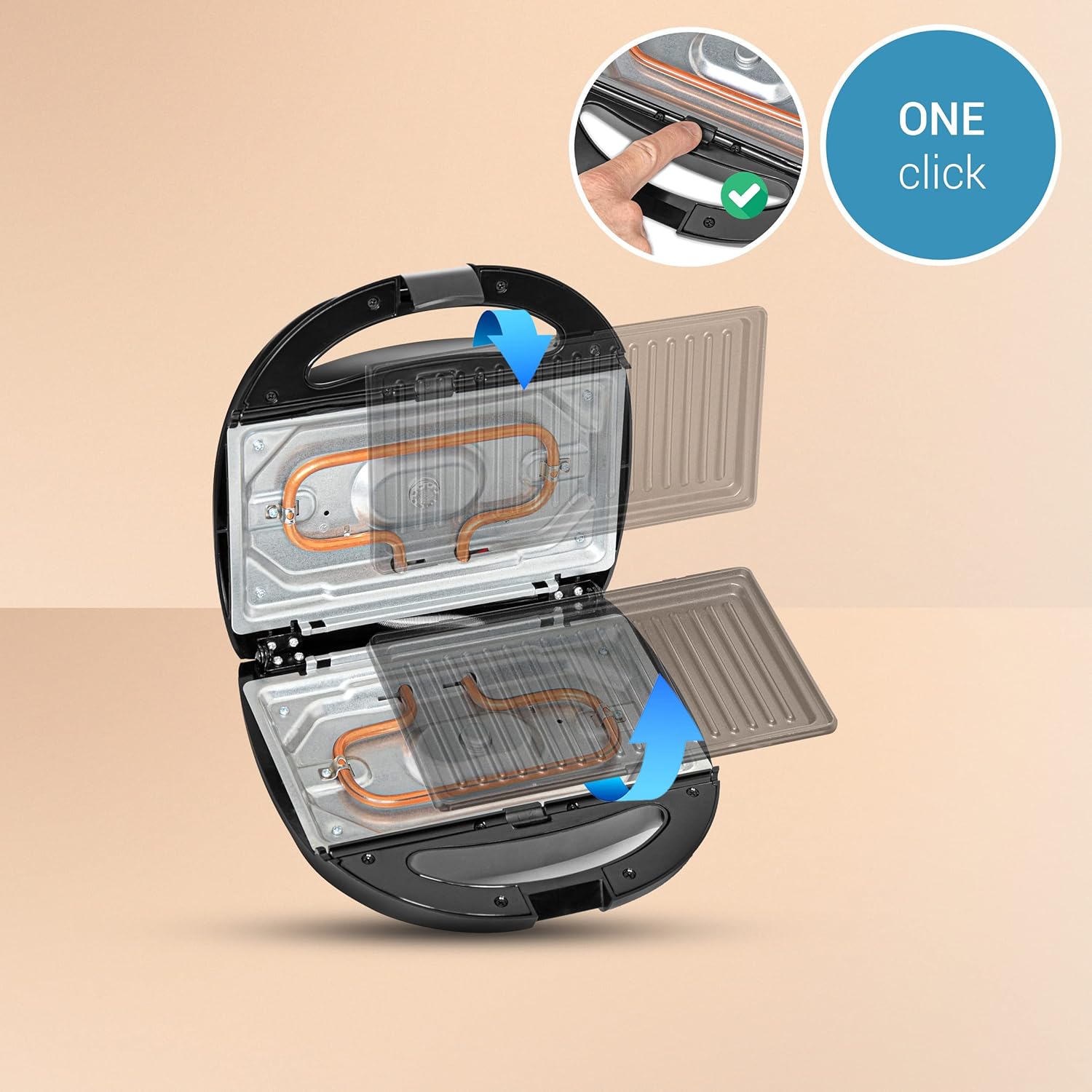 Lehmann - Sandwichmaker 5 en 1 - 800W - plaques interchangeables, multiservices