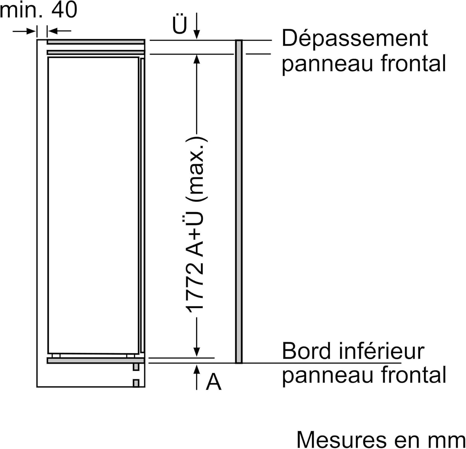 Bosch - KIR81NSE0 Série 2 - 177,2x54,1 cm - 310L, encastrable, KIR81NSE0
